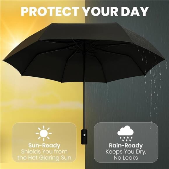 Rain-Mate Windproof Compact Umbrellas for Rain - Strong Reinforced Fiberglass - Picture 6 of 7